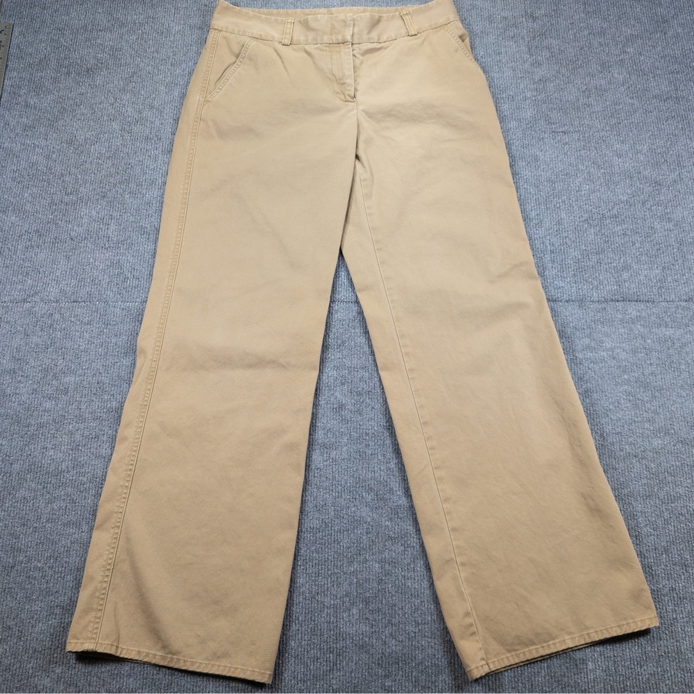 VTG J Crew Wide Leg Khaki Pants Womens 8 Favorite Fit Y2K Mid Rise Trousers
